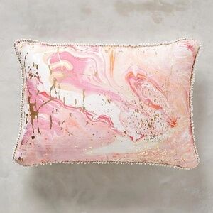 Anthropologie Pink Marbled Cosima Silk Pillow, 14" x 20"